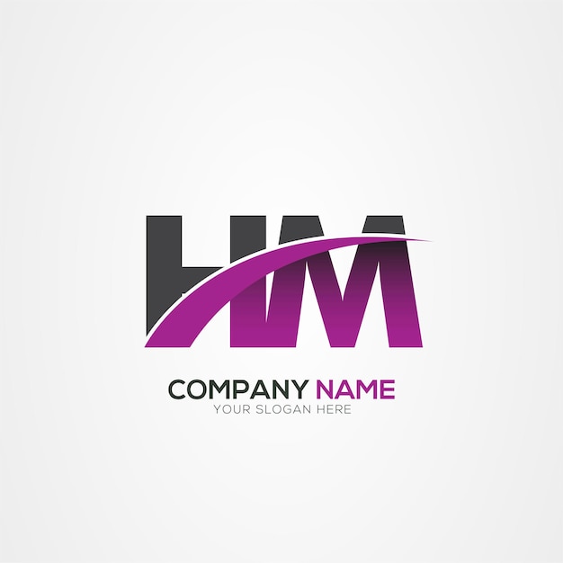 Diseño del logotipo de la letra HM o MH con un corte creativo