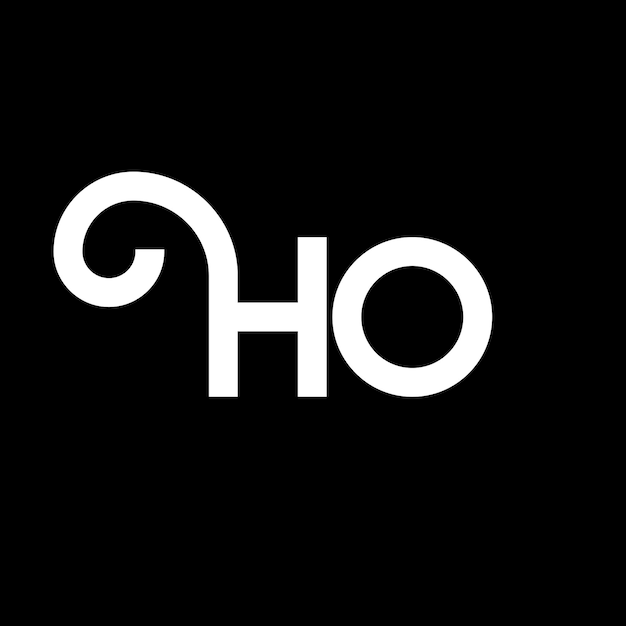 Vector diseño del logotipo de la letra ho en fondo negro ho iniciales creativas concepto del logo de la letra ho diseño de la letra ho diseño de la carta blanca en fondo negro h o h o logotipo