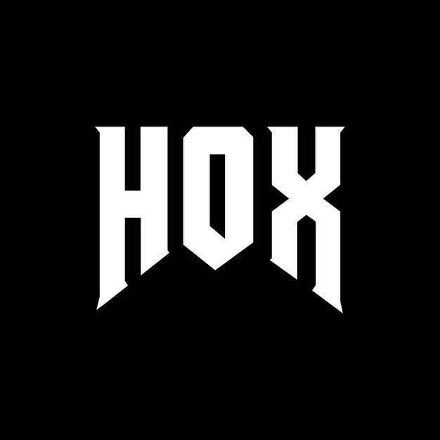 Diseño de logotipo de letra HOX para la compañía de tecnología Diseño del logotipo HOX combinación de colores blanco y negro