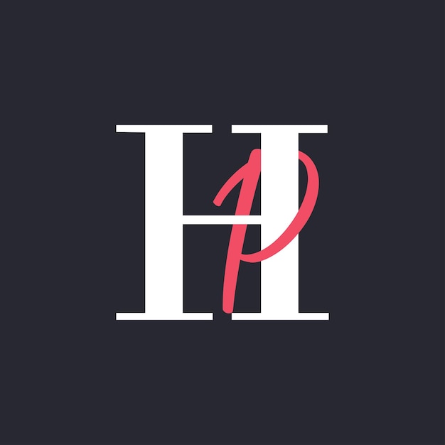 Diseño del logotipo de la letra HP perfectamente mezclado con las iniciales