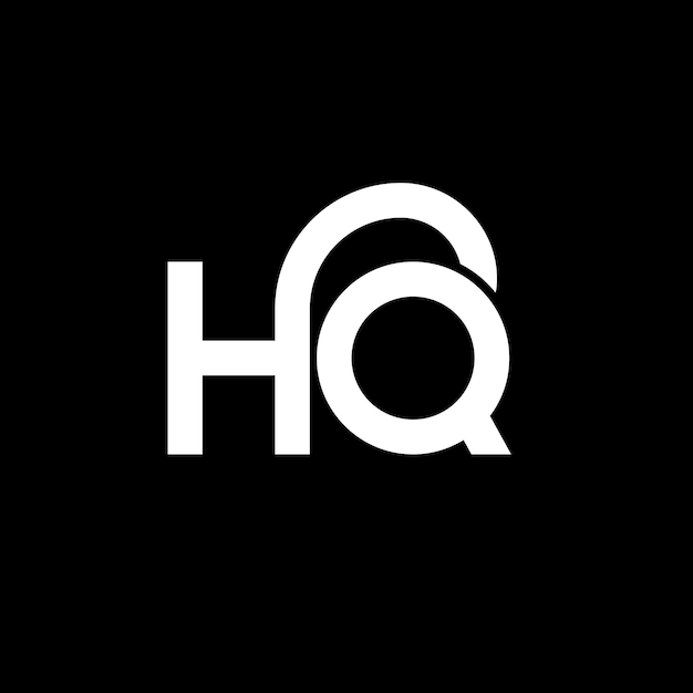 Diseño del logotipo de la letra HQ en fondo negro Diseño de la letra blanca en fondo negro Logotipo HQ