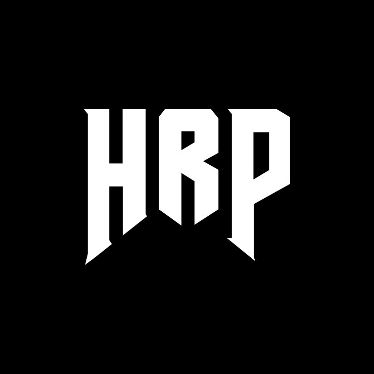 Vector diseño de logotipo de letra hrp para la compañía de tecnología diseño de logotipo hrp combinación de colores blanco y negro