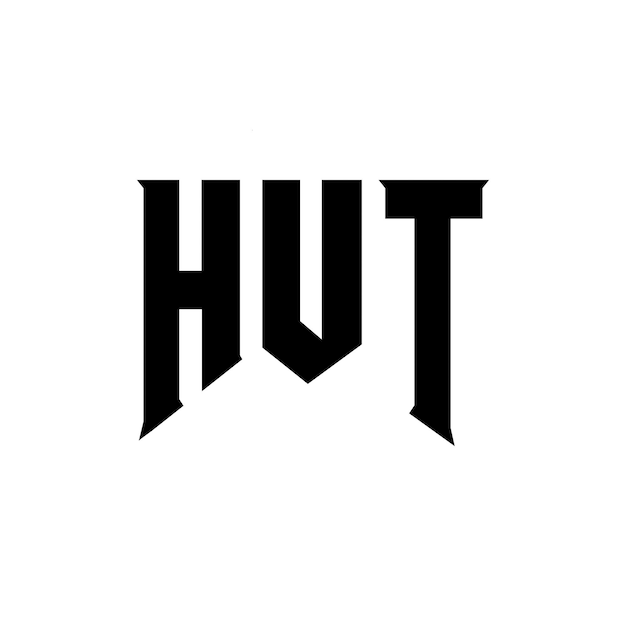 Diseño de logotipo de letra HUT para una empresa de tecnología Diseño del logotipo HUT combinación de colores blanco y negro Logo HUT Vector HUT Diseño del icono HUT Alfabeto HUT Tipo de diseño del logotipo