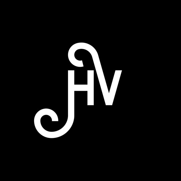 El diseño del logotipo de la letra HV en fondo negro, el concepto de la letra de las iniciales HV, el diseño de la letra Hv, el diseño en letra blanca sobre fondo negro H, V, H, V.