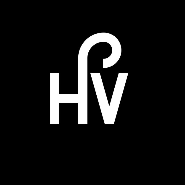 El diseño del logotipo de la letra HV en fondo negro, el concepto de la letra de las iniciales HV, el diseño de la letra Hv, el diseño en letra blanca sobre fondo negro H, V, H, V.