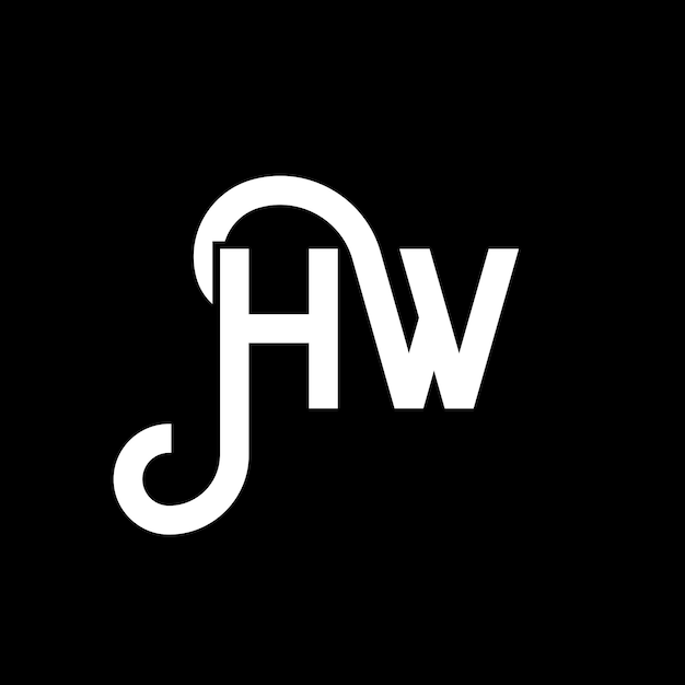 Diseño del logotipo de la letra HW en fondo negro HW iniciales creativas concepto de logotipo de letra hw diseño de letra HW diseño de letra blanca en fondo negro logotipo H W h w
