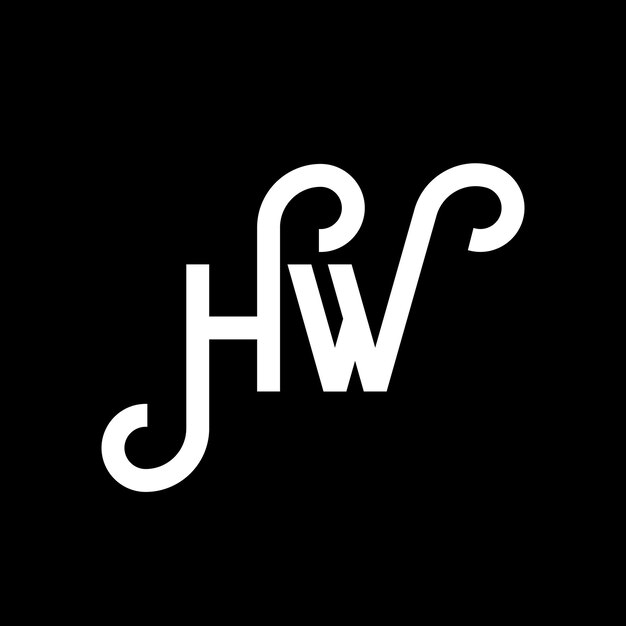 Diseño del logotipo de la letra HW en fondo negro HW iniciales creativas concepto de logotipo de letra hw diseño de letra HW diseño de letra blanca en fondo negro logotipo H W h w