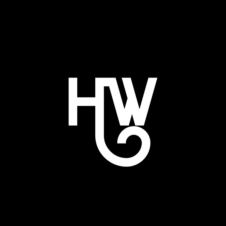 Vector diseño del logotipo de la letra hw en fondo negro hw iniciales creativas concepto de logotipo de letra hw diseño de letra hw diseño de letra blanca en fondo negro logotipo h w h w