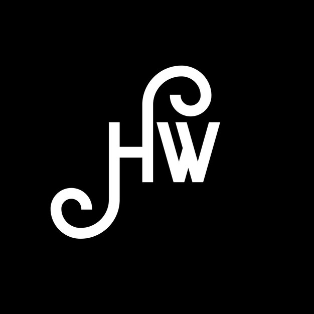 Diseño del logotipo de la letra HW en fondo negro HW iniciales creativas concepto de logotipo de letra hw diseño de letra HW diseño de letra blanca en fondo negro logotipo H W h w