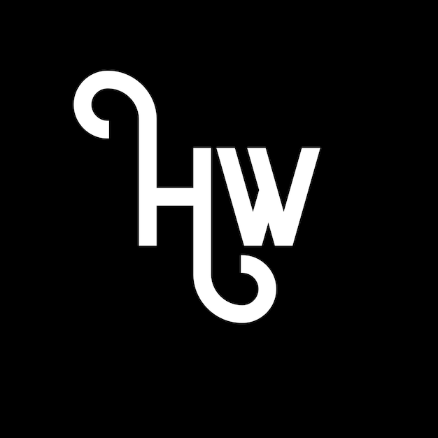 Vector diseño del logotipo de la letra hw en fondo negro hw iniciales creativas concepto de logotipo de letra hw diseño de letra hw diseño de letra blanca en fondo negro logotipo h w h w