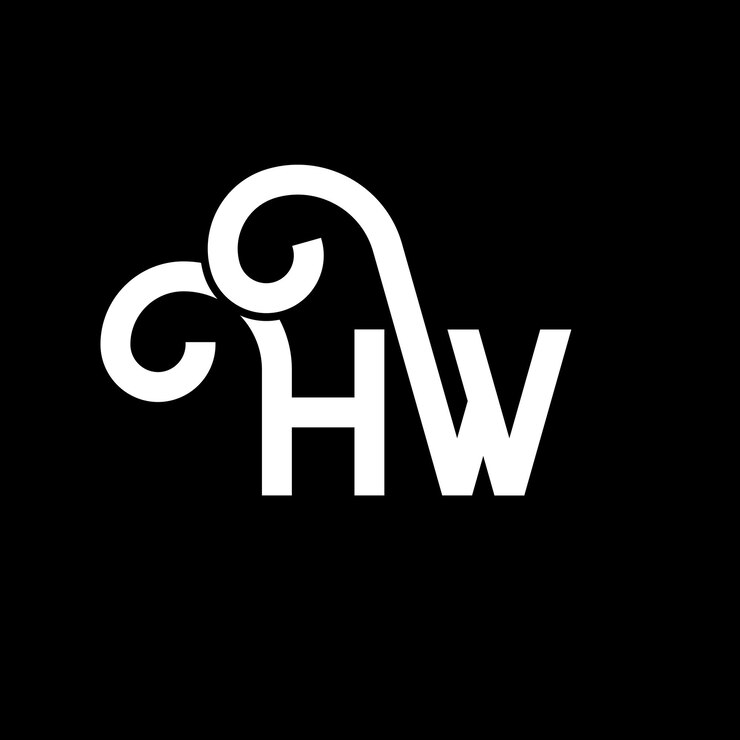 Vector diseño del logotipo de la letra hw en fondo negro hw iniciales creativas concepto de logotipo de letra hw diseño de letra hw diseño de letra blanca en fondo negro logotipo h w h w