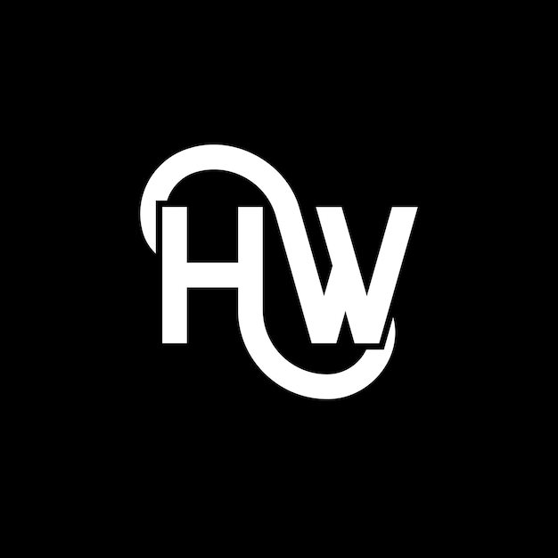 Diseño del logotipo de la letra HW en fondo negro HW iniciales creativas concepto de logotipo de letra hw diseño de letra HW diseño de letra blanca en fondo negro logotipo H W h w