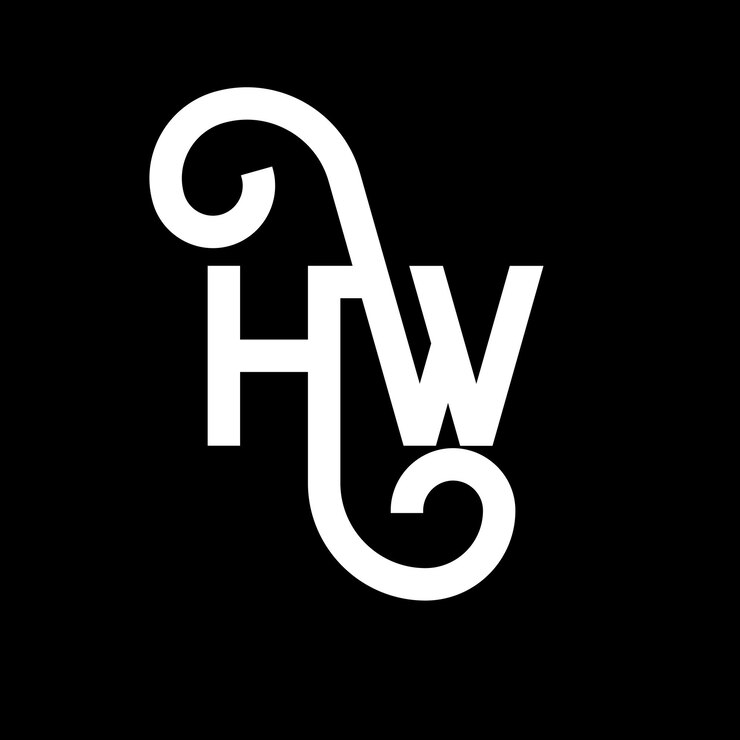 Vector diseño del logotipo de la letra hw en fondo negro hw iniciales creativas concepto de logotipo de letra hw diseño de letra hw diseño de letra blanca en fondo negro logotipo h w h w