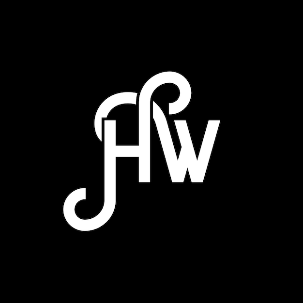 Diseño del logotipo de la letra HW en fondo negro HW iniciales creativas concepto de logotipo de letra hw diseño de letra HW diseño de letra blanca en fondo negro logotipo H W h w