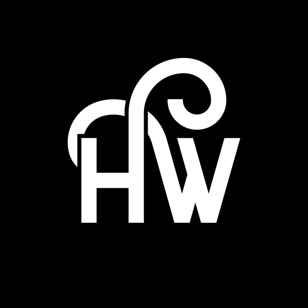 Diseño del logotipo de la letra HW en fondo negro HW iniciales creativas concepto de logotipo de letra hw diseño de letra HW diseño de letra blanca en fondo negro logotipo H W h w