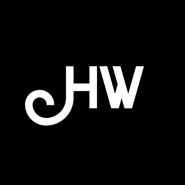 Diseño del logotipo de la letra HW en fondo negro HW iniciales creativas concepto de logotipo de letra hw diseño de letra HW diseño de letra blanca en fondo negro logotipo H W h w