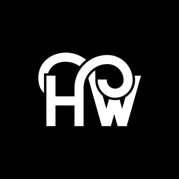Diseño del logotipo de la letra HW en fondo negro HW iniciales creativas concepto de logotipo de letra hw diseño de letra HW diseño de letra blanca en fondo negro logotipo H W h w