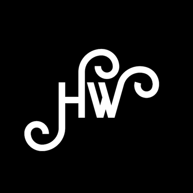 Diseño del logotipo de la letra HW en fondo negro HW iniciales creativas concepto de logotipo de letra hw diseño de letra HW diseño de letra blanca en fondo negro logotipo H W h w
