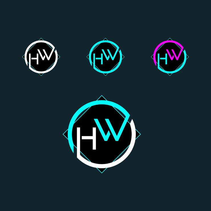 Vector diseño de logotipo de letra hw o wh con forma moderna