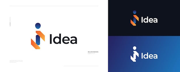Diseño de logotipo de letra I abstracto y moderno con estilo degradado azul y naranja adecuado para el logotipo de la empresa de negocios y tecnología