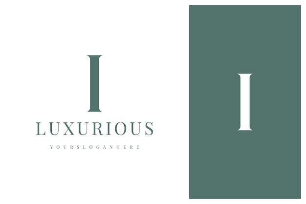 Diseño de logotipo de letra I del alfabeto de fuente serif de lujo minimalista simple elegante