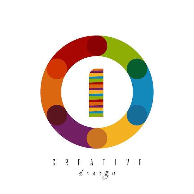 Diseño del logotipo de la letra I Círculo con círculo con un logotipo colorido