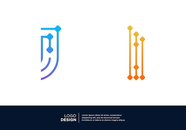 Vector diseño del logotipo de la letra i de inteligencia artificial