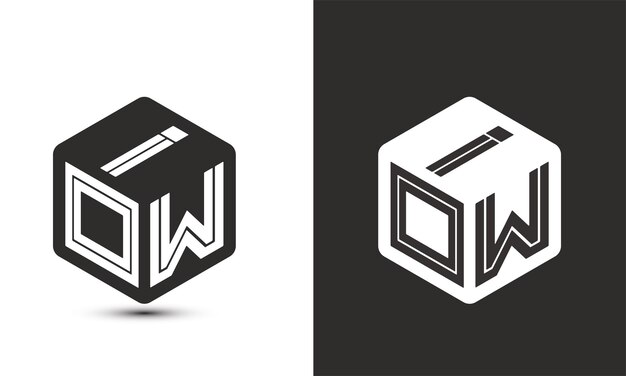 Diseño de logotipo de letra i w con ilustrador logotipo de cubo logotipo vectorial estilo de superposición de fuentes alfabéticas modernas icono de logotipo Premium Business color blanco sobre fondo negro