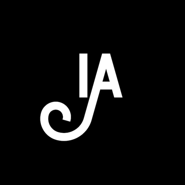 Diseño de logotipo de letra IA en fondo negro IA iniciales creativas concepto de letra logotipo ia diseño de letra IA diseño de letra blanca en fondo negro I A i un logotipo