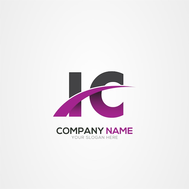 Diseño del logotipo de la letra IC o CI con un corte creativo
