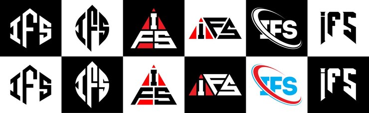 Vector diseño del logotipo de la letra ifs en seis estilos ifs polígono círculo triángulo hexágono estilo plano y simple con logotipo de letra de variación de color blanco y negro ubicado en una mesa de trabajo logotipo minimalista y clásico de ifs