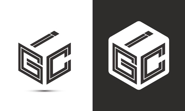 Diseño de logotipo de letra IGC con logotipo de cubo ilustrador logotipo vectorial estilo de superposición de fuente de alfabeto moderno