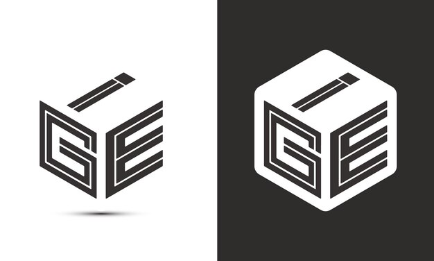 Diseño del logotipo de la letra IGE con ilustrador logotipo del cubo logotipo vectorial estilo de superposición de fuentes de alfabeto moderno