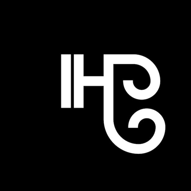 Diseño del logotipo de la letra IH en fondo negro Diseño de la letra logotipo de las iniciales creativas IH concepto de la letra Ih diseño de la carta IH diseño de la letra blanca en fondo negro I H i h logotipo