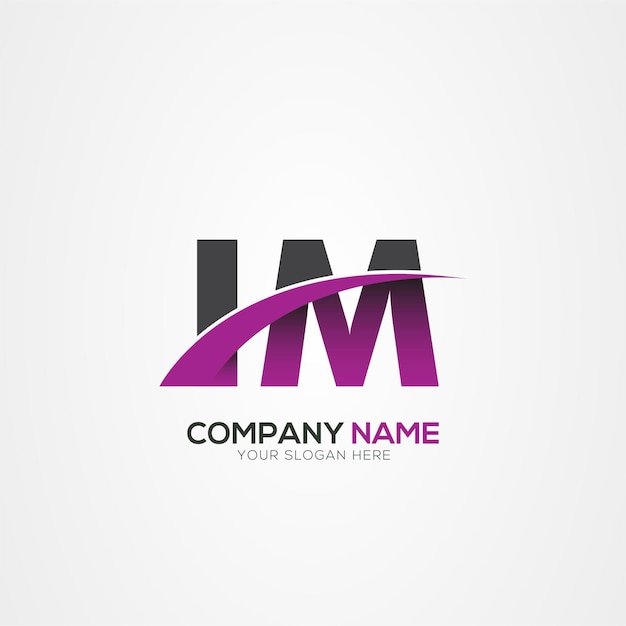Diseño del logotipo de la letra IM o MI con un corte creativo