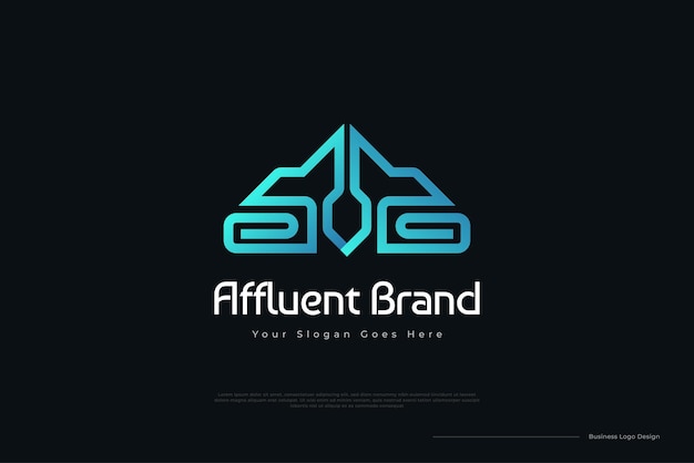 Diseño de logotipo de letra inicial abstracta A con estilo moderno y futurista Logotipo de letra A con estilo de línea en degradado azul Ideal para tecnología empresarial y logotipo de marca de comunicación