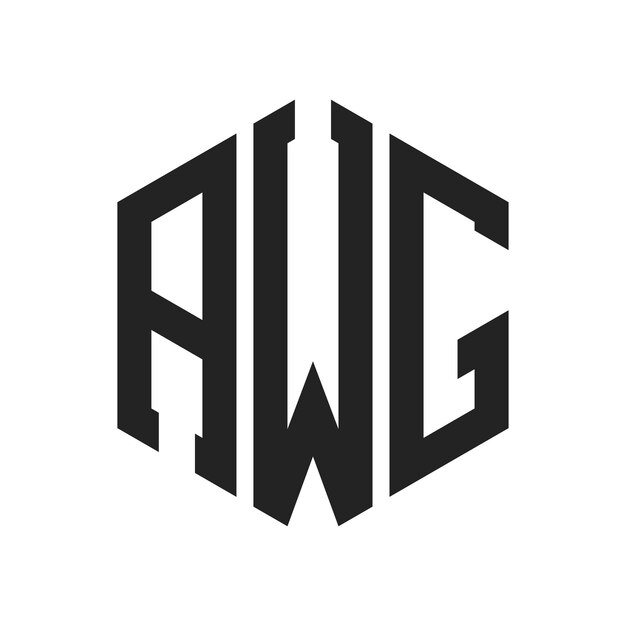 Diseño de logotipo Letra inicial AWG Monograma Logotipo con forma de hexágono