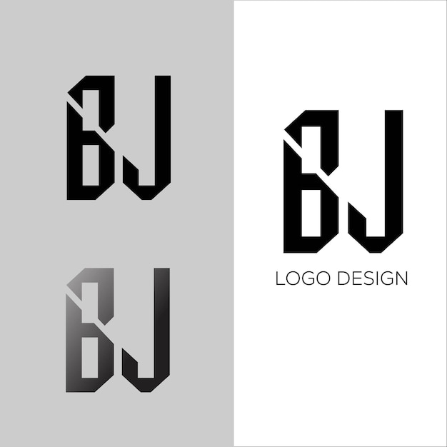 Diseño de logotipo de letra inicial BJ