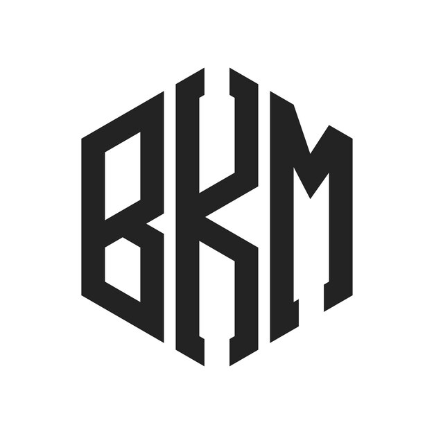 Diseño del logotipo Letra inicial BKM Monograma Logotipo con forma de hexágono