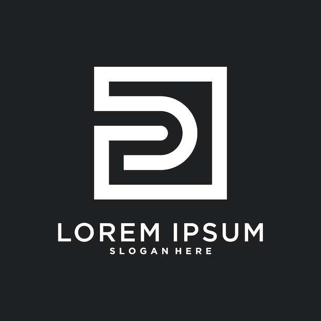 Diseño de logotipo de letra inicial D para empresa o persona Concepto cuadrado creativo Vector Premium
