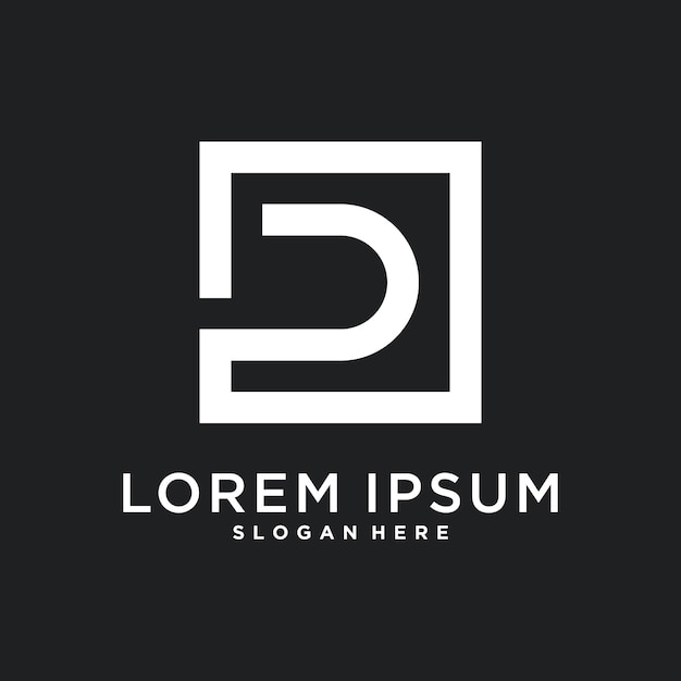 Diseño de logotipo de letra inicial D para empresa o persona Concepto cuadrado creativo Vector Premium