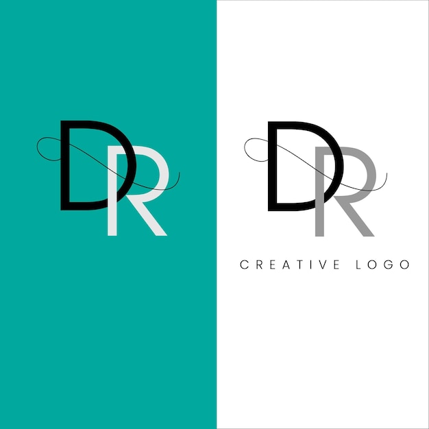 Diseño de logotipo de letra inicial DR