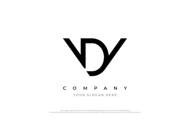 Diseño del logotipo de la letra inicial DV o del monograma VD