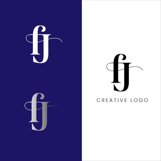 diseño de logotipo de letra inicial fj