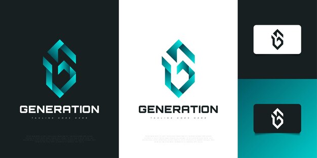 Diseño de logotipo de letra inicial G moderno y abstracto en degradado azul con estilo de corte de papel. Diseño de logotipo G