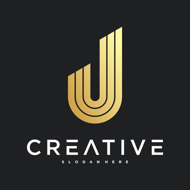Diseño del logotipo de la letra inicial J de Preamium Vector