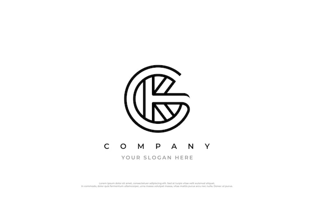 Diseño del logotipo de la letra inicial KG o GK