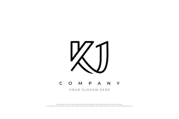 Diseño del logotipo de la letra inicial kj