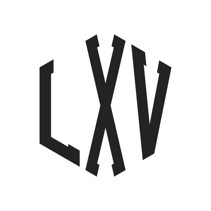 Vector diseño del logotipo letra inicial lxv monograma logotipo con forma de hexágono