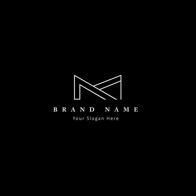 Diseño del logotipo con la letra inicial M monograma